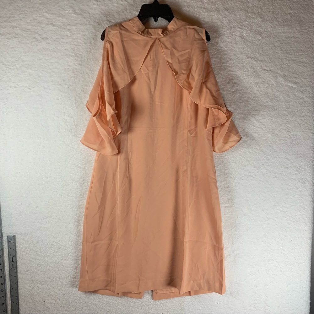 Catherines Malandrino MIDI Dress Open Cold Shoulder Pink Sand Size 14 NWT 5340‎